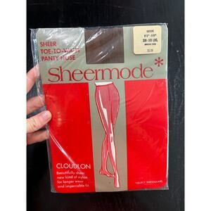 Vtg Cloudlon Pantyhose- Sheer Toe to Waist Brown Tiny- 5'3" to 5'8" 130-165 lb